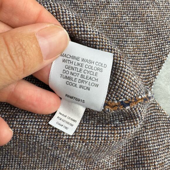 Appleseeds Mock Neck Sweater Women's Petite Large Brown‎ Navy Houndstooth (0736) - Picture 5 of 10